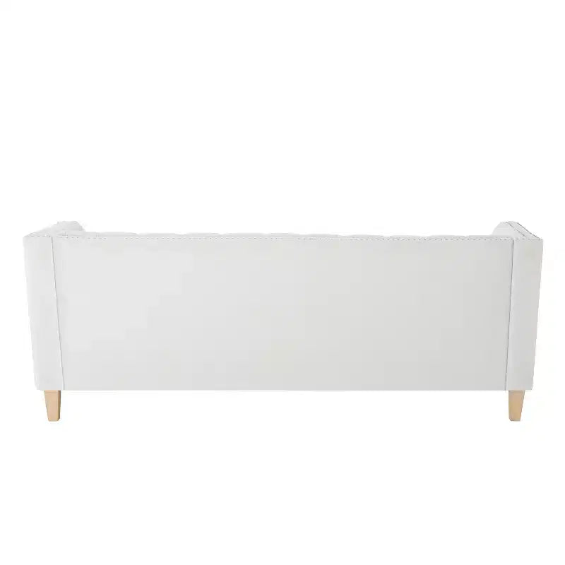 Divano a 3 posti di transizione, beige, trapuntato con borchie decorative