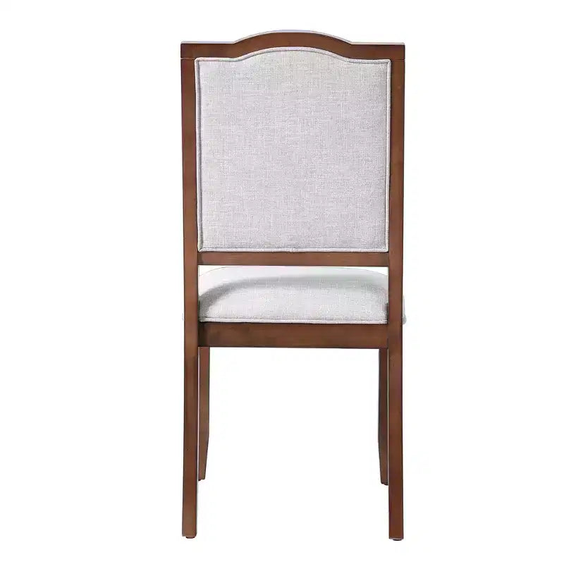 Sedia da pranzo con schienale alto imbottita in lino, ciliegio/marrone, set da 4