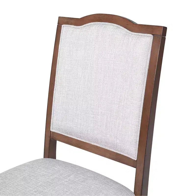 Sedia da pranzo con schienale alto imbottita in lino, ciliegio/marrone, set da 4