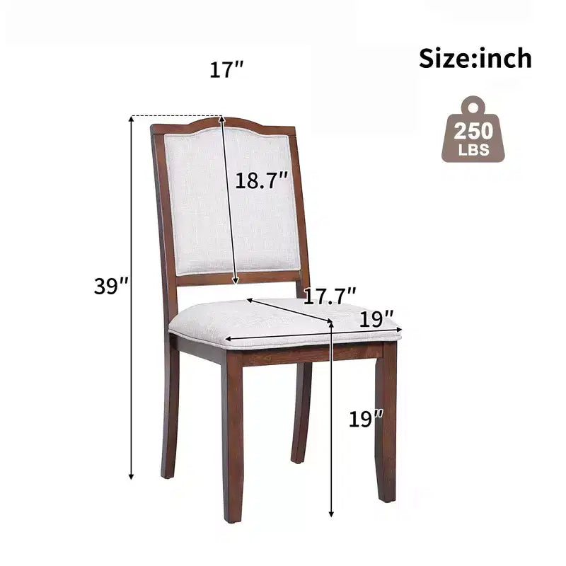 Sedia da pranzo con schienale alto imbottita in lino, ciliegio/marrone, set da 4