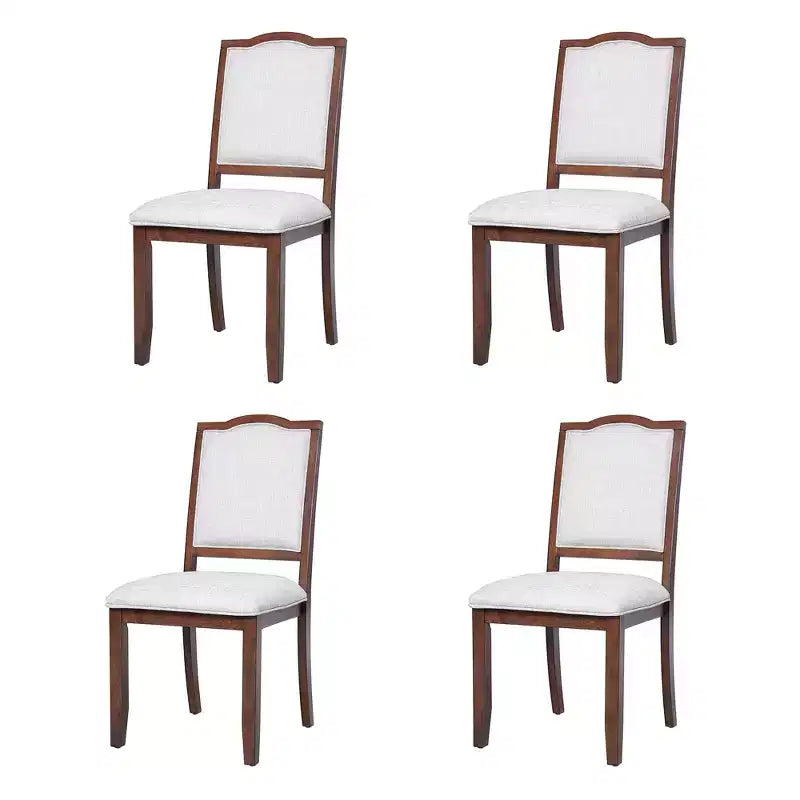 Sedia da pranzo con schienale alto imbottita in lino, ciliegio/marrone, set da 4