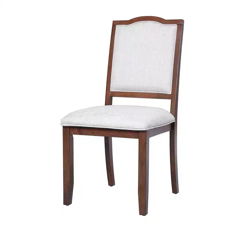 Sedia da pranzo con schienale alto imbottita in lino, ciliegio/marrone, set da 4