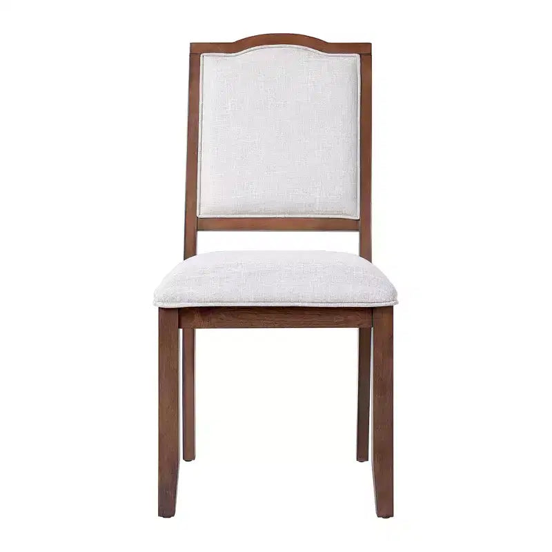 Sedia da pranzo con schienale alto imbottita in lino, ciliegio/marrone, set da 4