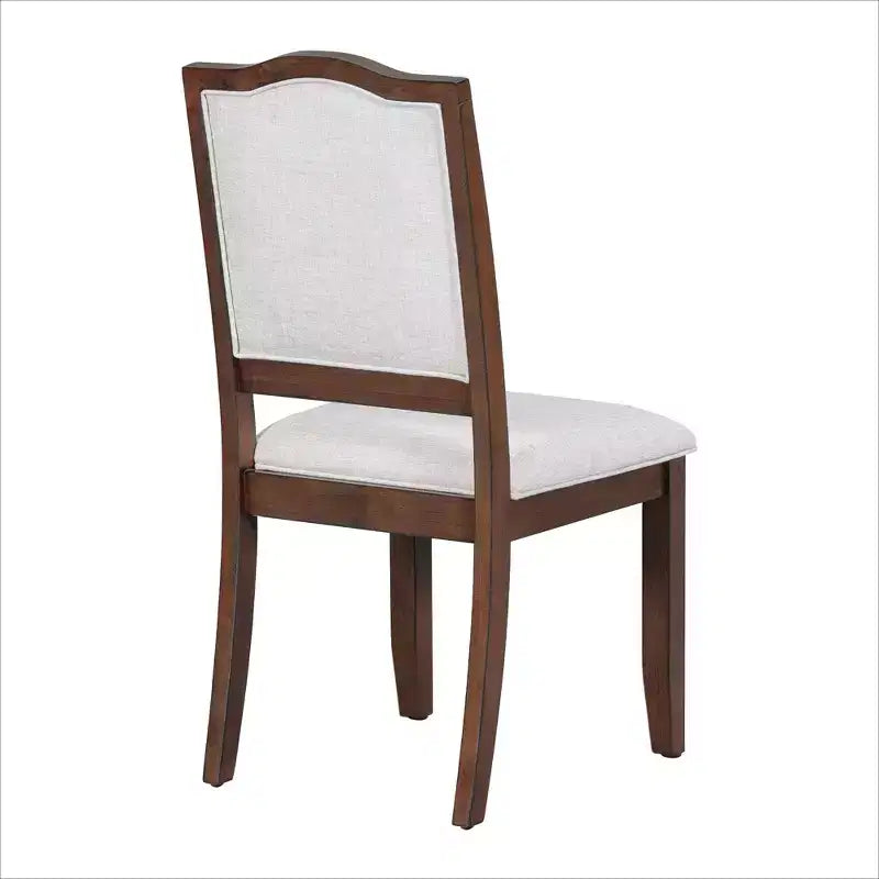 Sedia da pranzo con schienale alto imbottita in lino, ciliegio/marrone, set da 4
