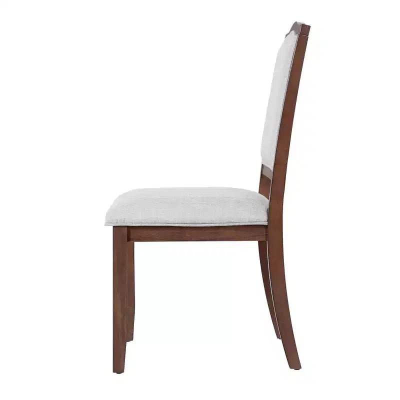 Sedia da pranzo con schienale alto imbottita in lino, ciliegio/marrone, set da 4