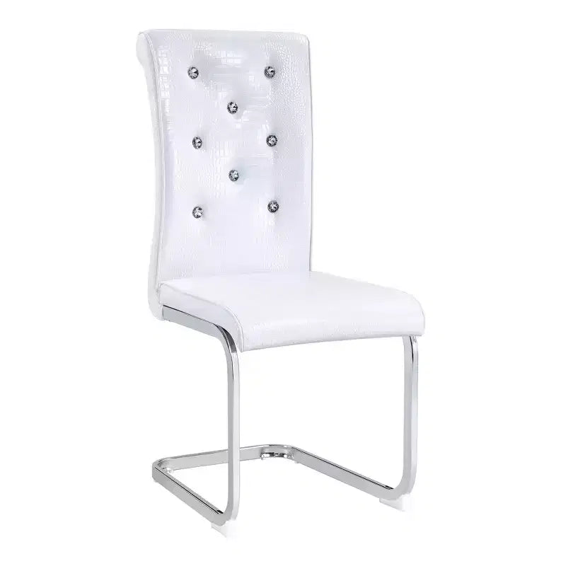 Sedie da Pranzo in Similpelle Nera Effetto Alligatore, Fibbia con Strass, Set da 4