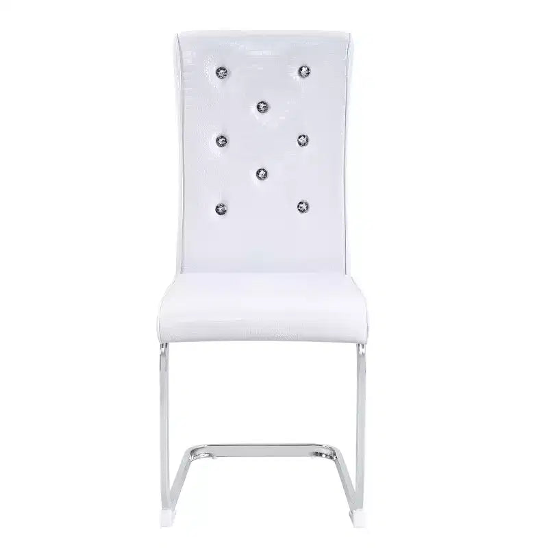 Sedie da Pranzo in Similpelle Nera Effetto Alligatore, Fibbia con Strass, Set da 4