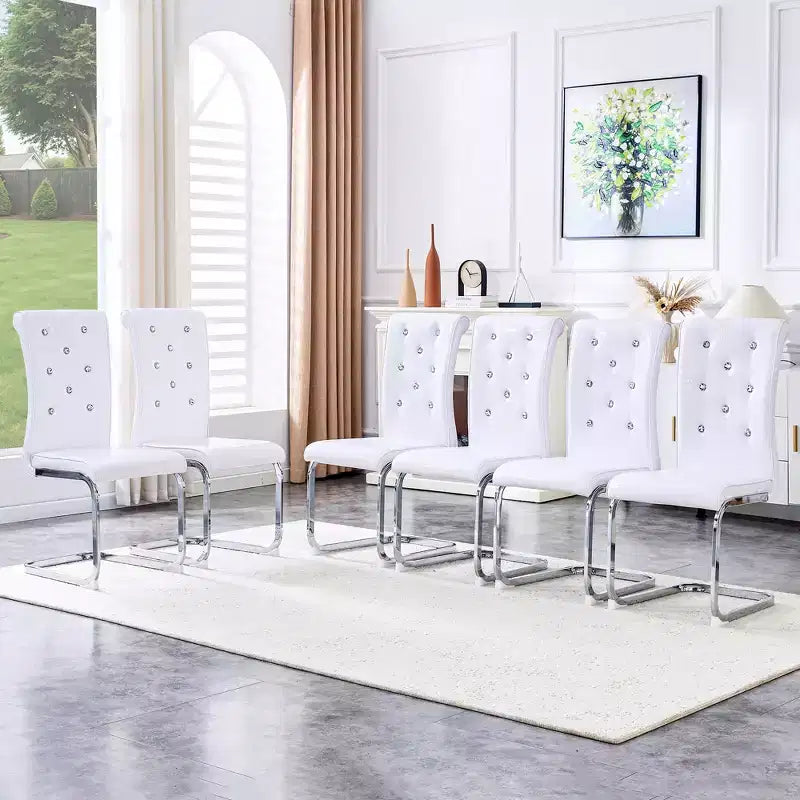 Sedie da Pranzo in Similpelle Nera Effetto Alligatore, Fibbia con Strass, Set da 4