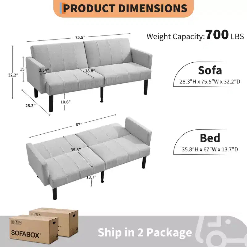 Divano letto futon convertibile a 3 posti Verde / Grigio