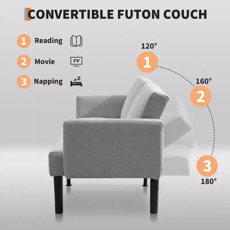 Divano letto futon convertibile a 3 posti Verde / Grigio