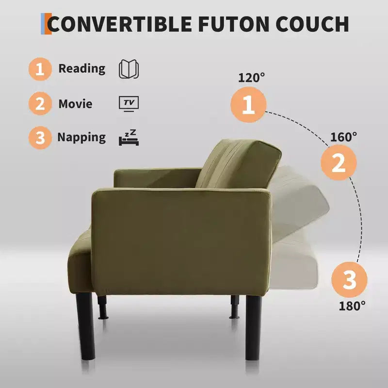 Divano letto futon convertibile a 3 posti Verde / Grigio
