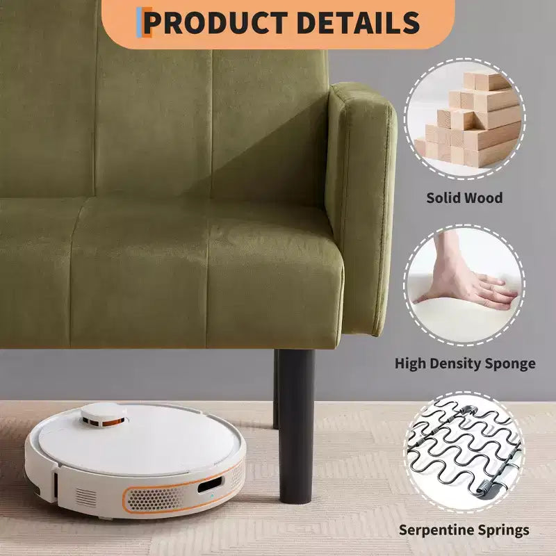 Divano letto futon convertibile a 3 posti Verde / Grigio