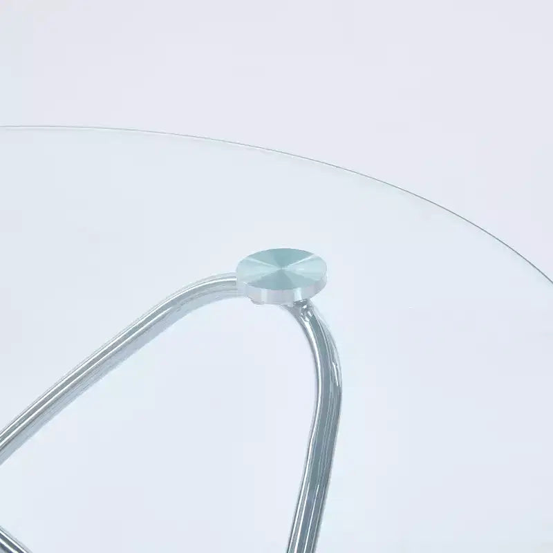 Tavolo da pranzo con piano in vetro temperato trasparente e gambe cromate, stile moderno, 4 posti