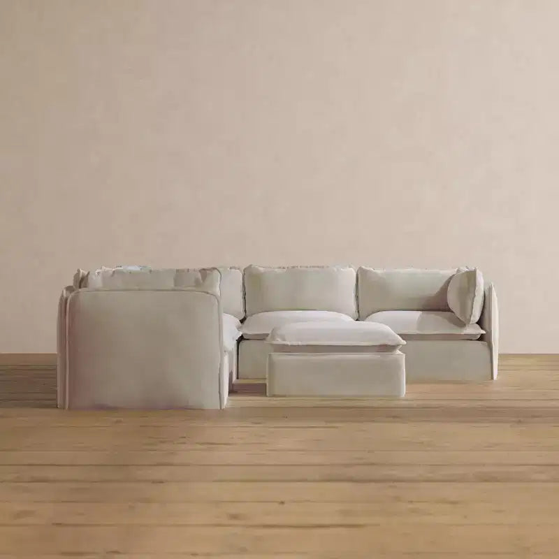 Modular Washable Corner Sofa Sectional + Ottoman, Multiple Colors, Seats 5