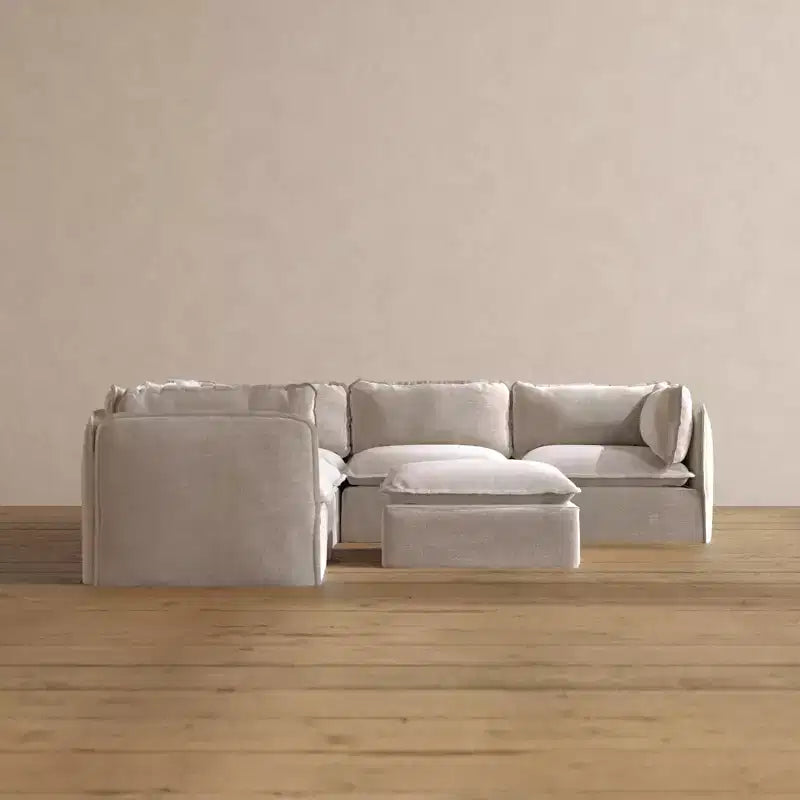 Modular Washable Corner Sofa Sectional + Ottoman, Multiple Colors, Seats 5