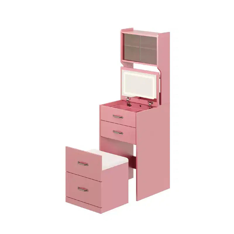 Set scrivania da trucco in legno Nero/Rosa/Noce/Bianco con specchio – 1 persona