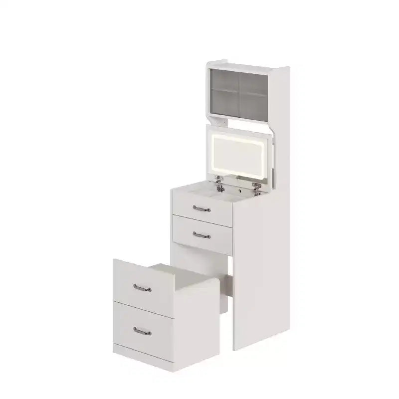 Set scrivania da trucco in legno Nero/Rosa/Noce/Bianco con specchio – 1 persona