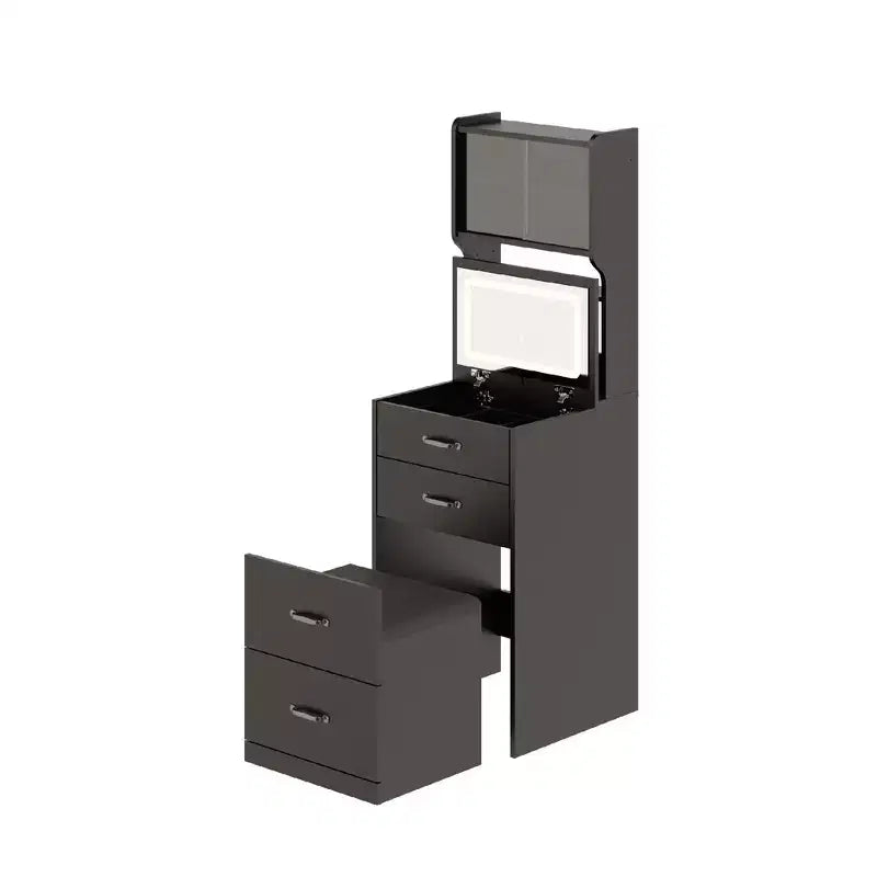 Set scrivania da trucco in legno Nero/Rosa/Noce/Bianco con specchio – 1 persona
