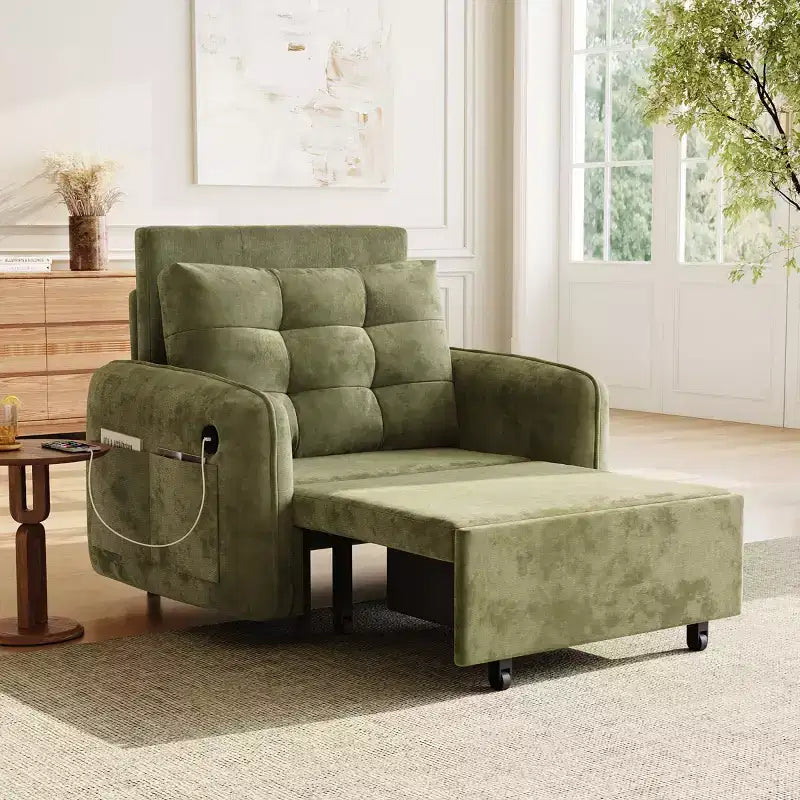 Sedia letto convertibile 3-in-1 Beige/Verde/Arancio, singola