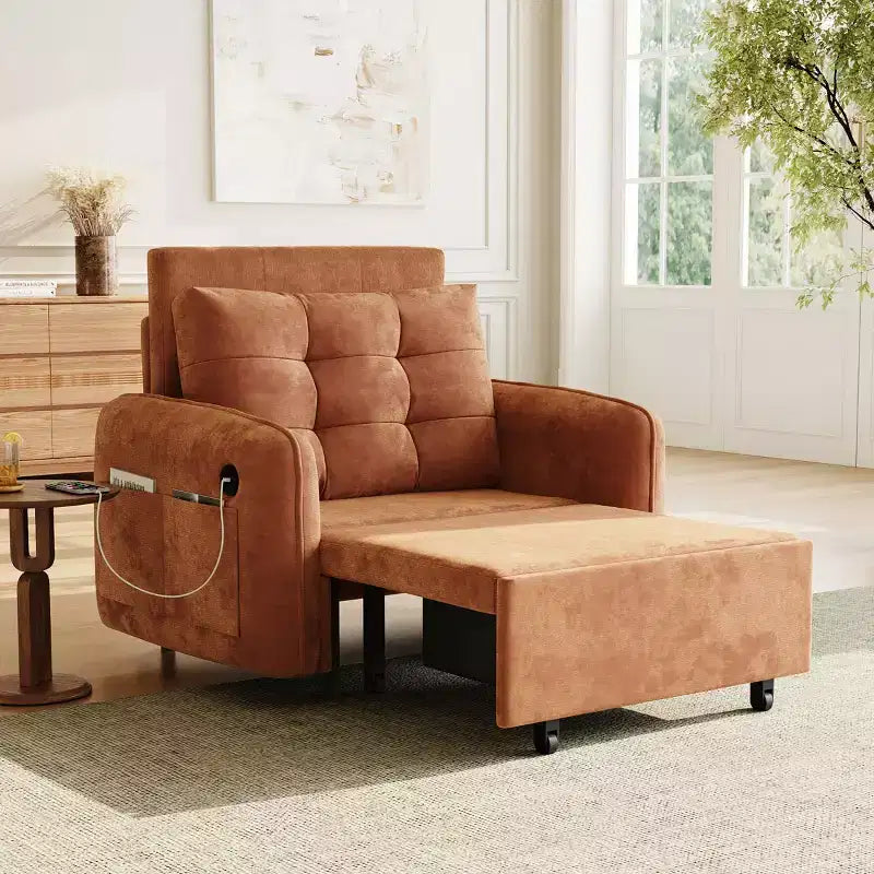 Sedia letto convertibile 3-in-1 Beige/Verde/Arancio, singola
