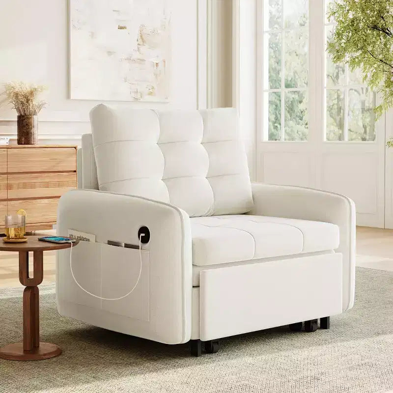Sedia letto convertibile 3-in-1 Beige/Verde/Arancio, singola