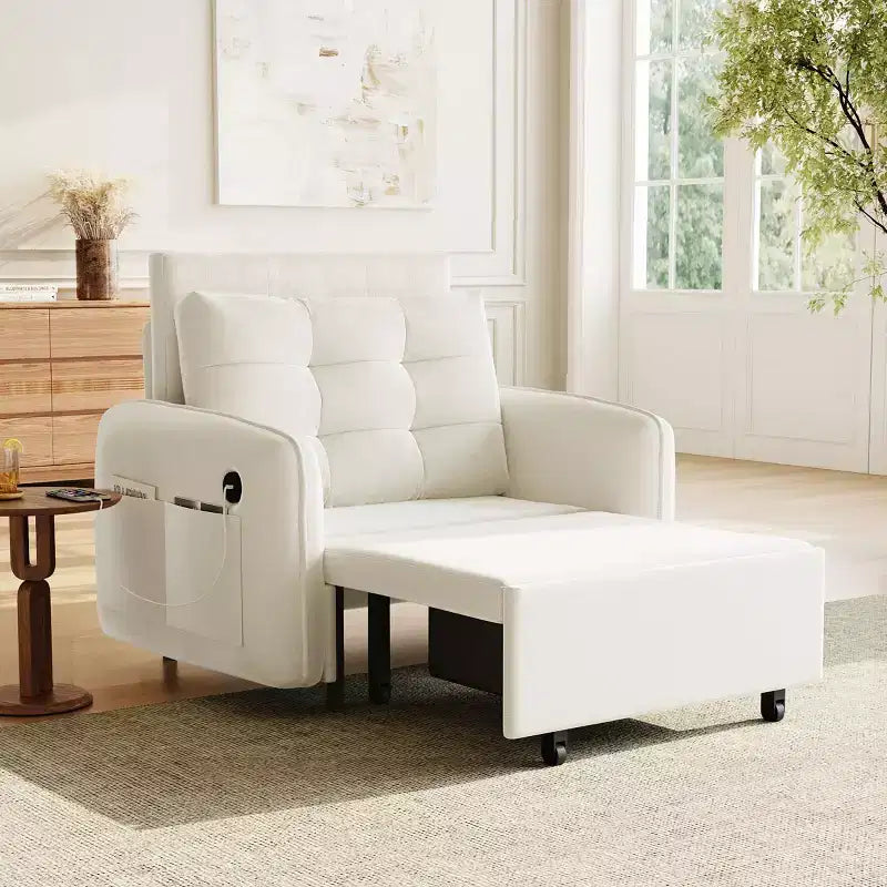 Sedia letto convertibile 3-in-1 Beige/Verde/Arancio, singola