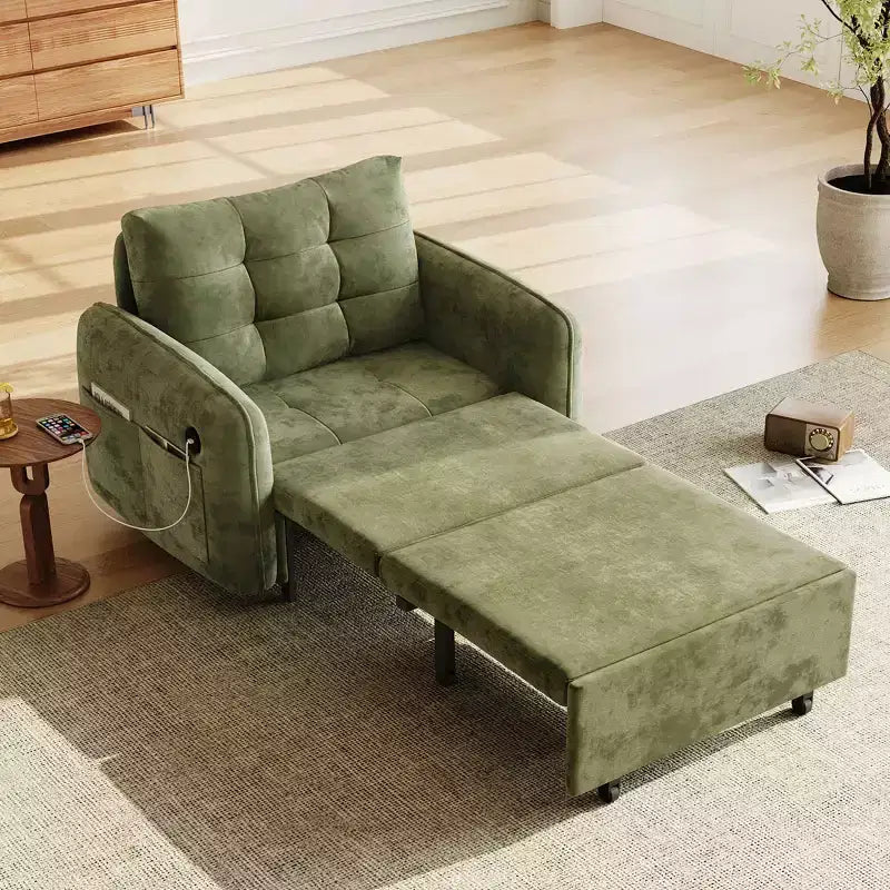 Sedia letto convertibile 3-in-1 Beige/Verde/Arancio, singola