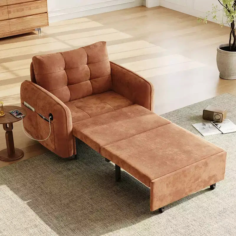Sedia letto convertibile 3-in-1 Beige/Verde/Arancio, singola