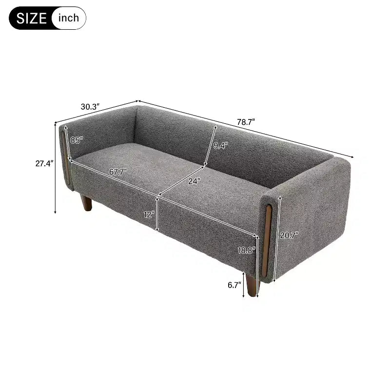 Divano a 3 posti rivestito in bouclé beige / grigio scuro / verde / farina d'avena / arancione