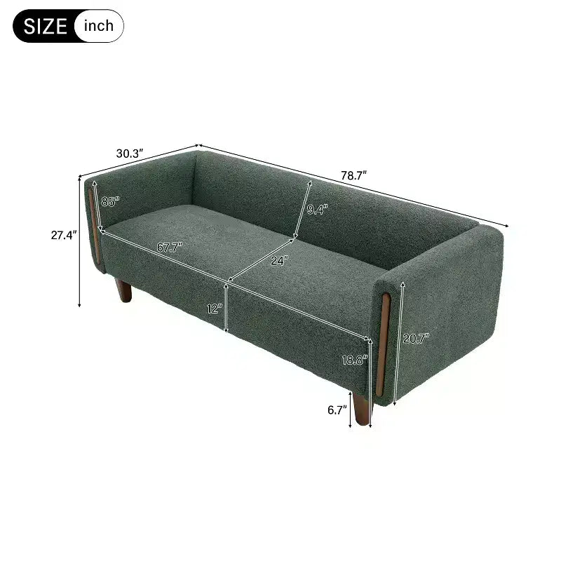Divano a 3 posti rivestito in bouclé beige / grigio scuro / verde / farina d'avena / arancione