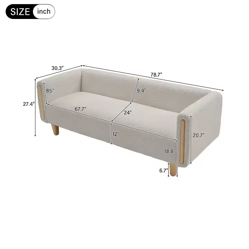 Divano a 3 posti rivestito in bouclé beige / grigio scuro / verde / farina d'avena / arancione