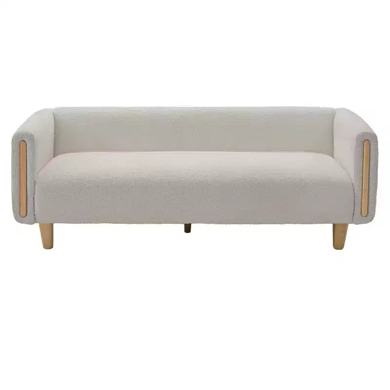 Divano a 3 posti rivestito in bouclé beige / grigio scuro / verde / farina d'avena / arancione