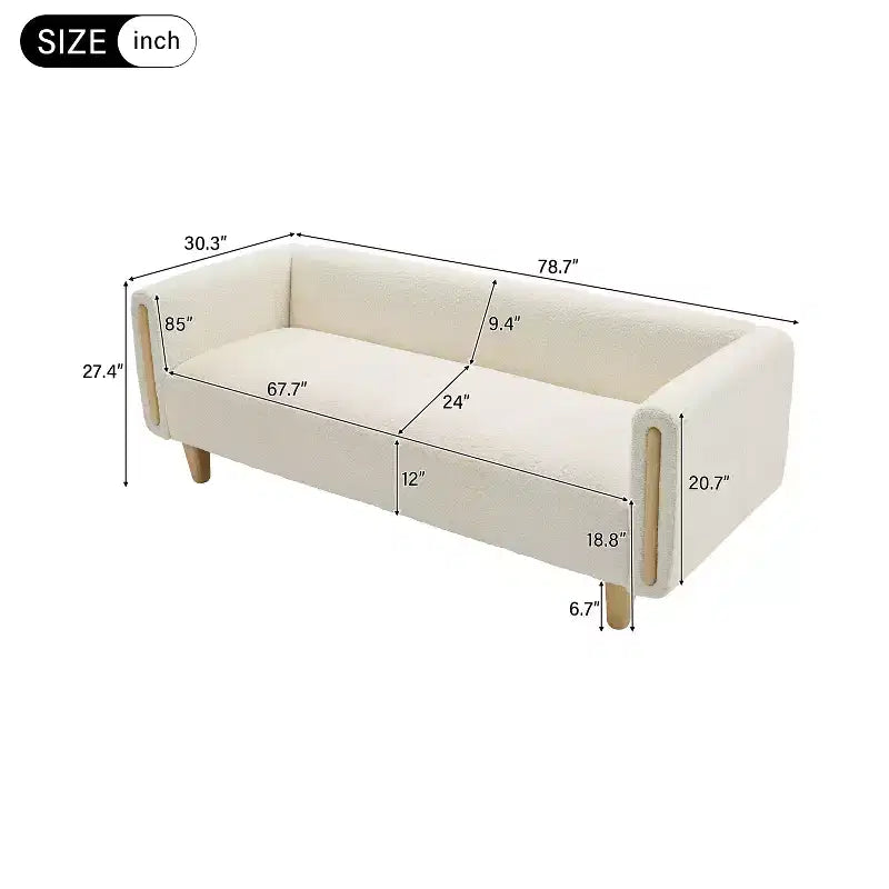 Divano a 3 posti rivestito in bouclé beige / grigio scuro / verde / farina d'avena / arancione