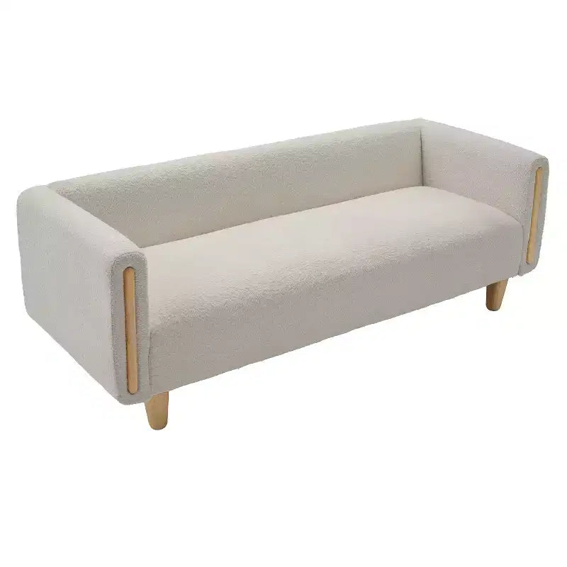 Divano a 3 posti rivestito in bouclé beige / grigio scuro / verde / farina d'avena / arancione