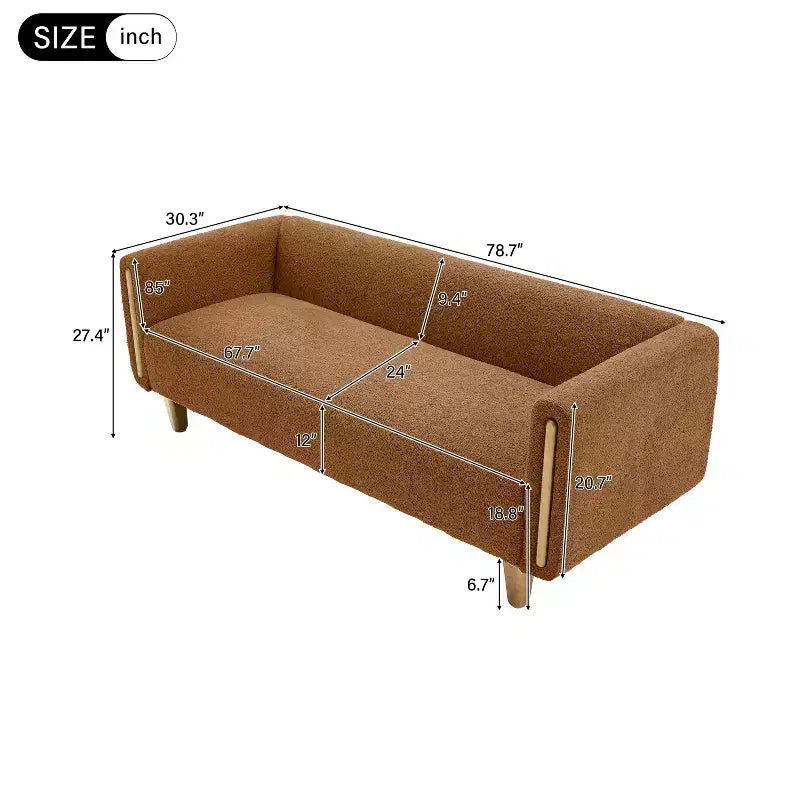 Divano a 3 posti rivestito in bouclé beige / grigio scuro / verde / farina d'avena / arancione