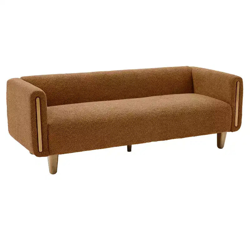 Divano a 3 posti rivestito in bouclé beige / grigio scuro / verde / farina d'avena / arancione