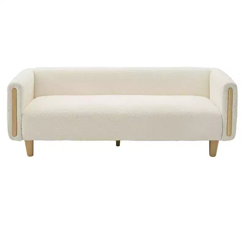 Divano a 3 posti rivestito in bouclé beige / grigio scuro / verde / farina d'avena / arancione