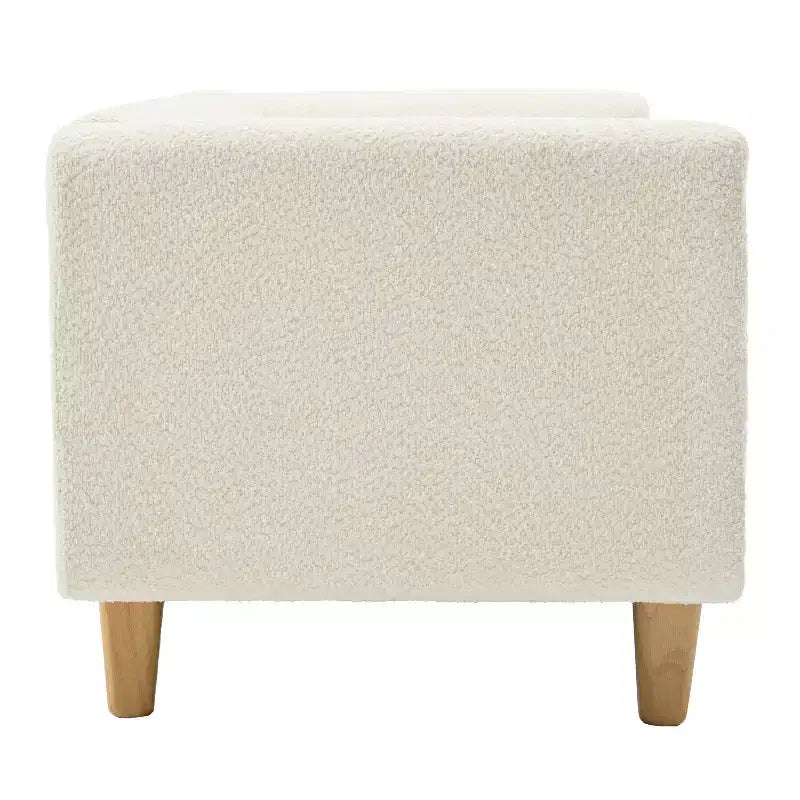 Divano a 3 posti rivestito in bouclé beige / grigio scuro / verde / farina d'avena / arancione