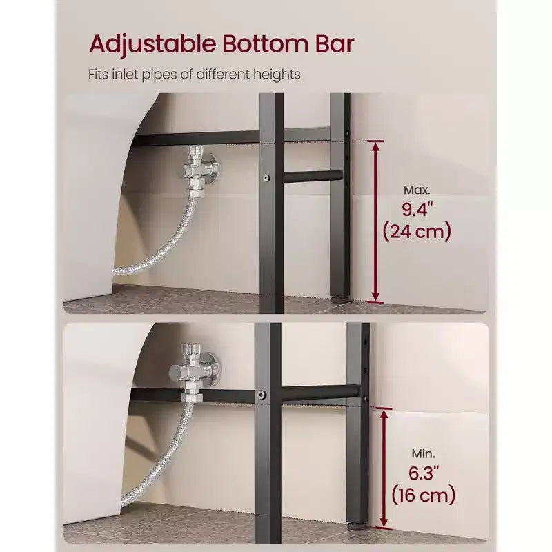 Scaffale portaoggetti da bagno nero a 4 ripiani, da posizionare sopra il WC, organizzatore per un singolo utente