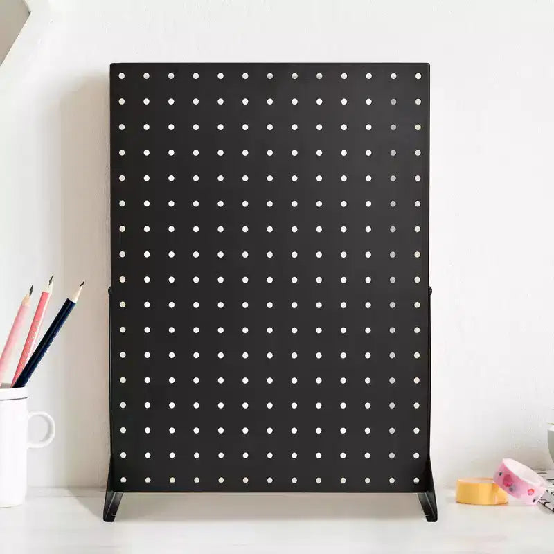 Black Steel Pegboard Display Stand, 4-Panel, Single User