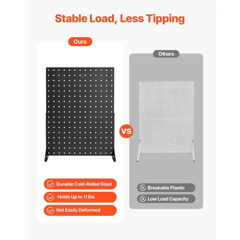 Black Steel Pegboard Display Stand, 4-Panel, Single User