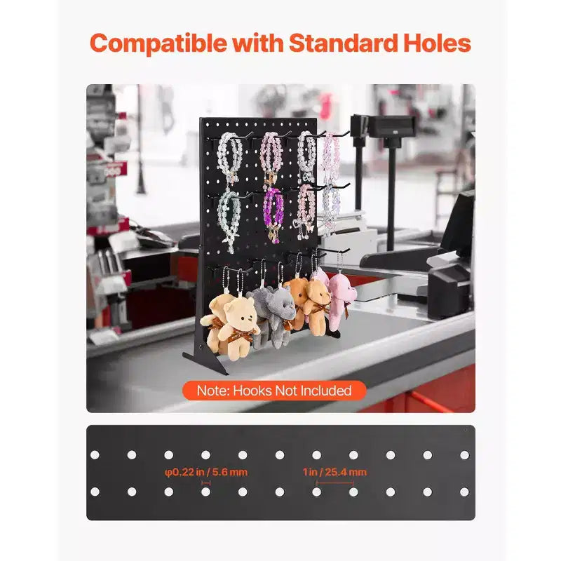 Black Steel Pegboard Display Stand, 4-Panel, Single User