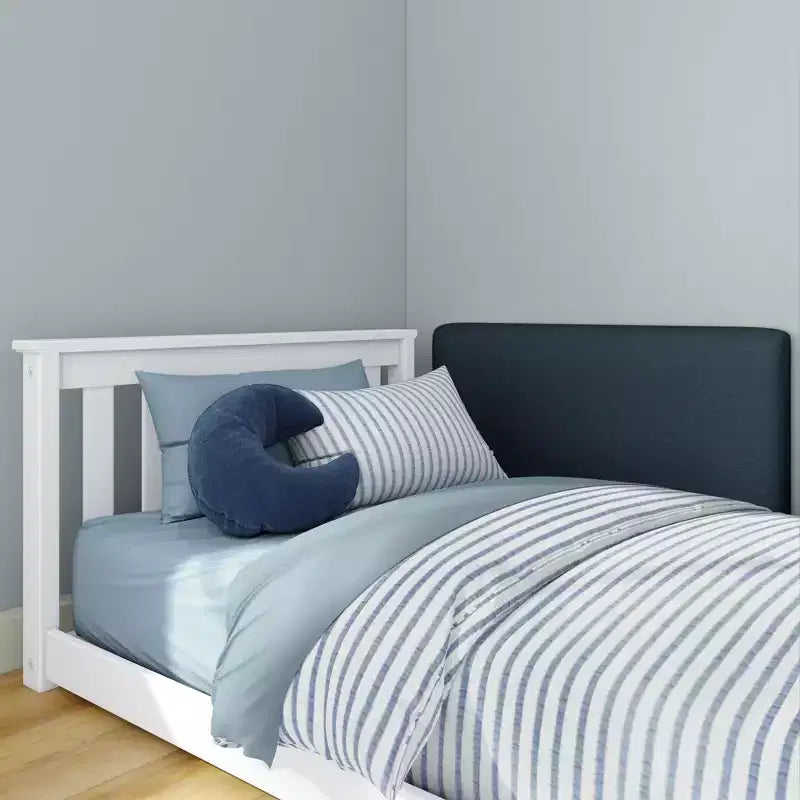 Letto a pavimento singolo bianco/multicolore con 2 testiere flottanti, per 2 bambini