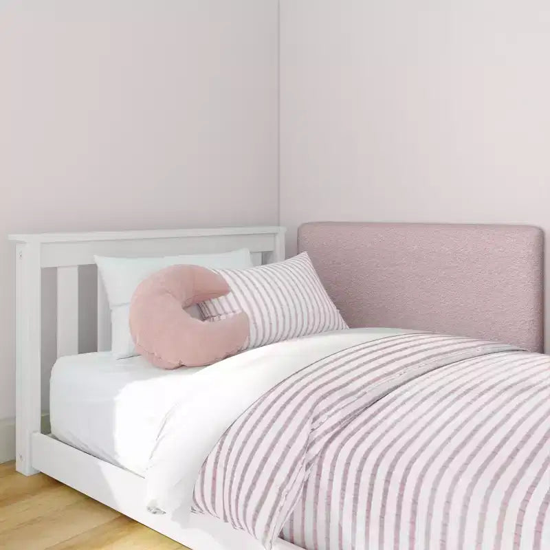 Letto a pavimento singolo bianco/multicolore con 2 testiere flottanti, per 2 bambini