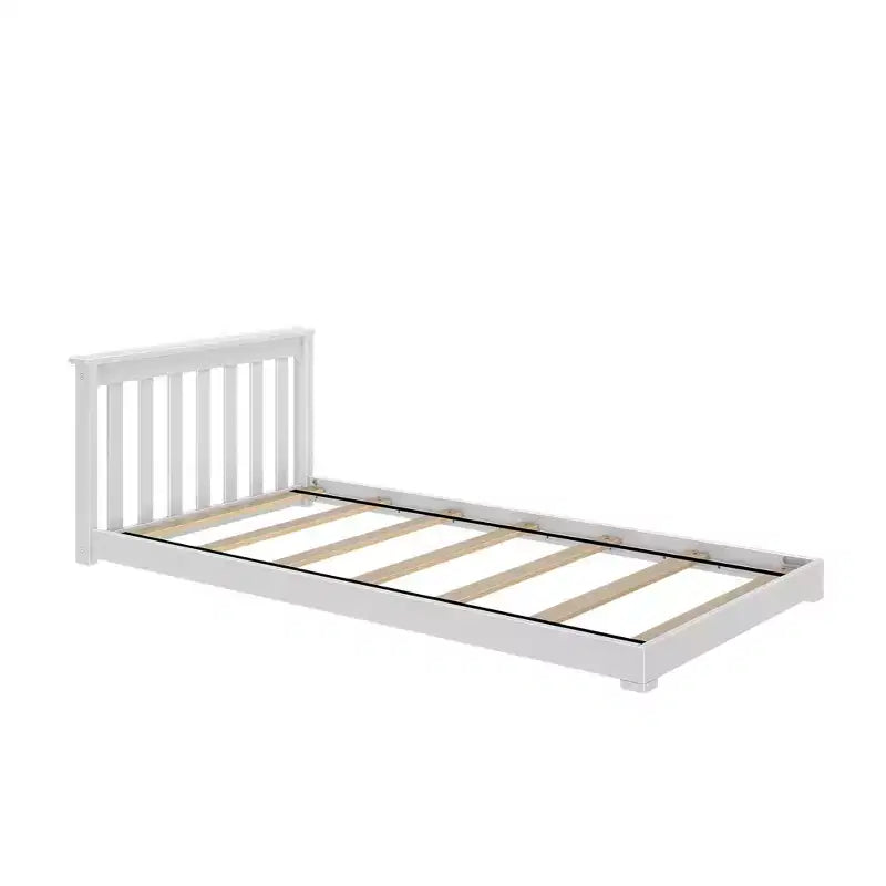Letto a pavimento singolo bianco/multicolore con 2 testiere flottanti, per 2 bambini