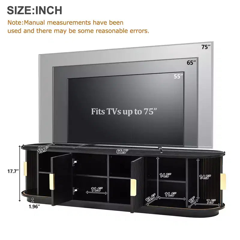 Mobile TV da masseria con anta scorrevole, finitura Nera / Naturale / Noce, adatto per TV fino a 75", montaggio a 1 persona