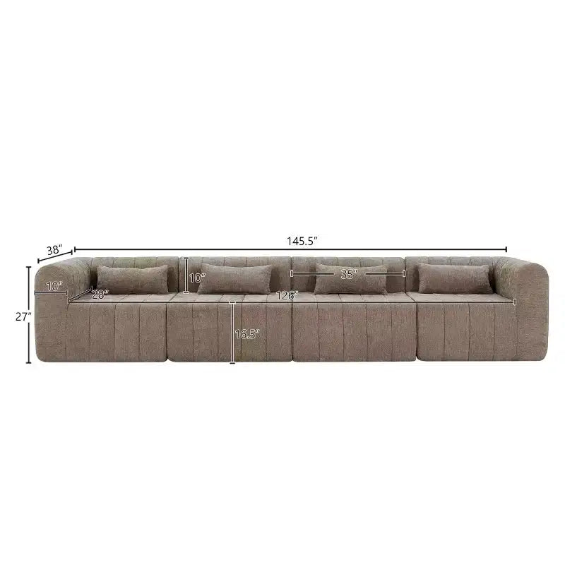 Divano convertibile a L 4 posti beige/espresso/verde/arancione