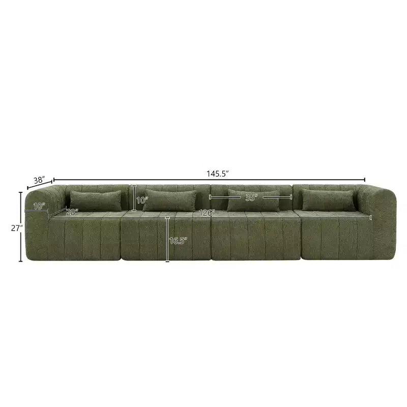 Divano convertibile a L 4 posti beige/espresso/verde/arancione