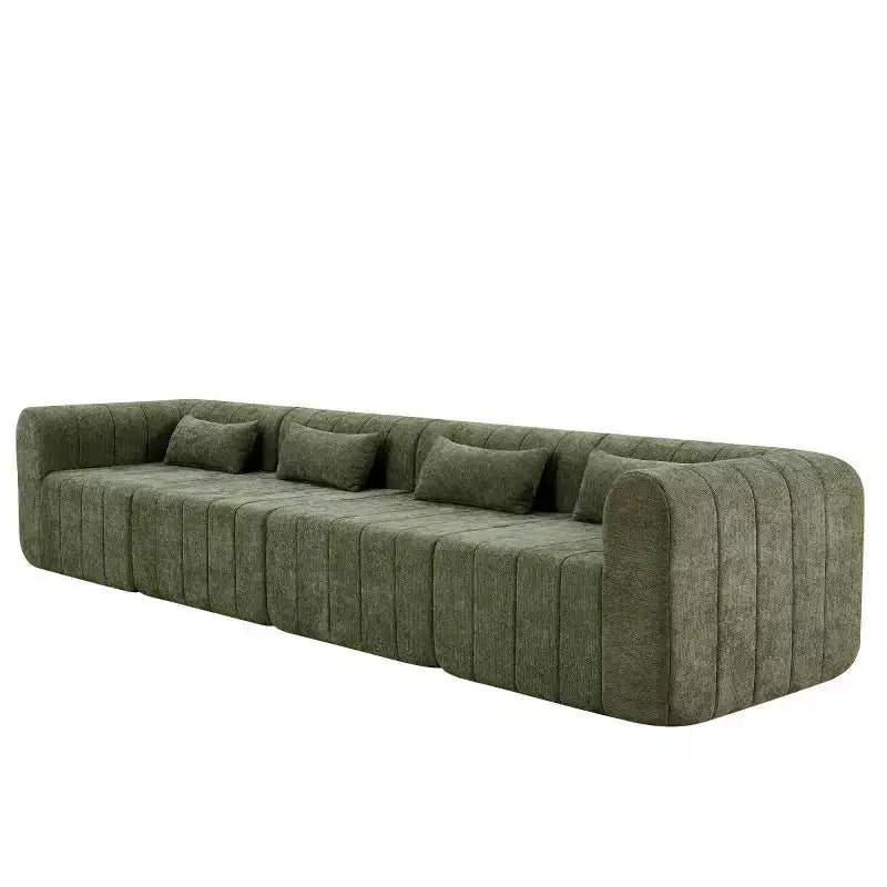 Divano convertibile a L 4 posti beige/espresso/verde/arancione