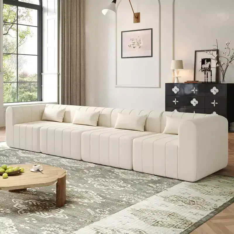 Divano convertibile a L 4 posti beige/espresso/verde/arancione